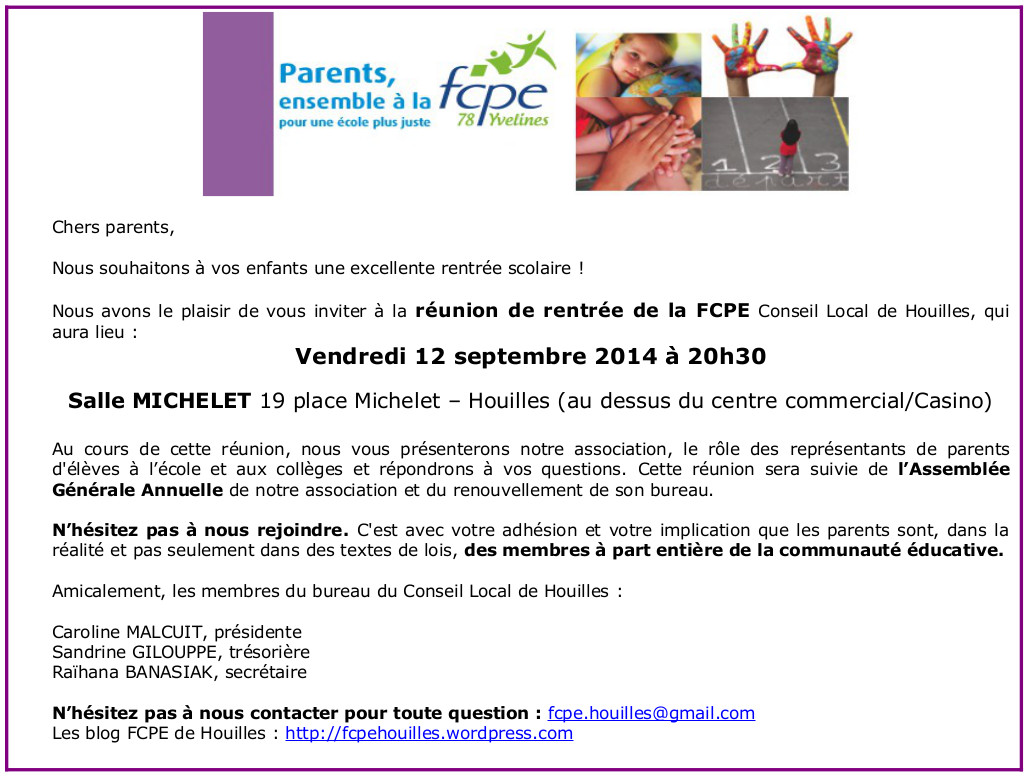 réunion de rentrée FCPE