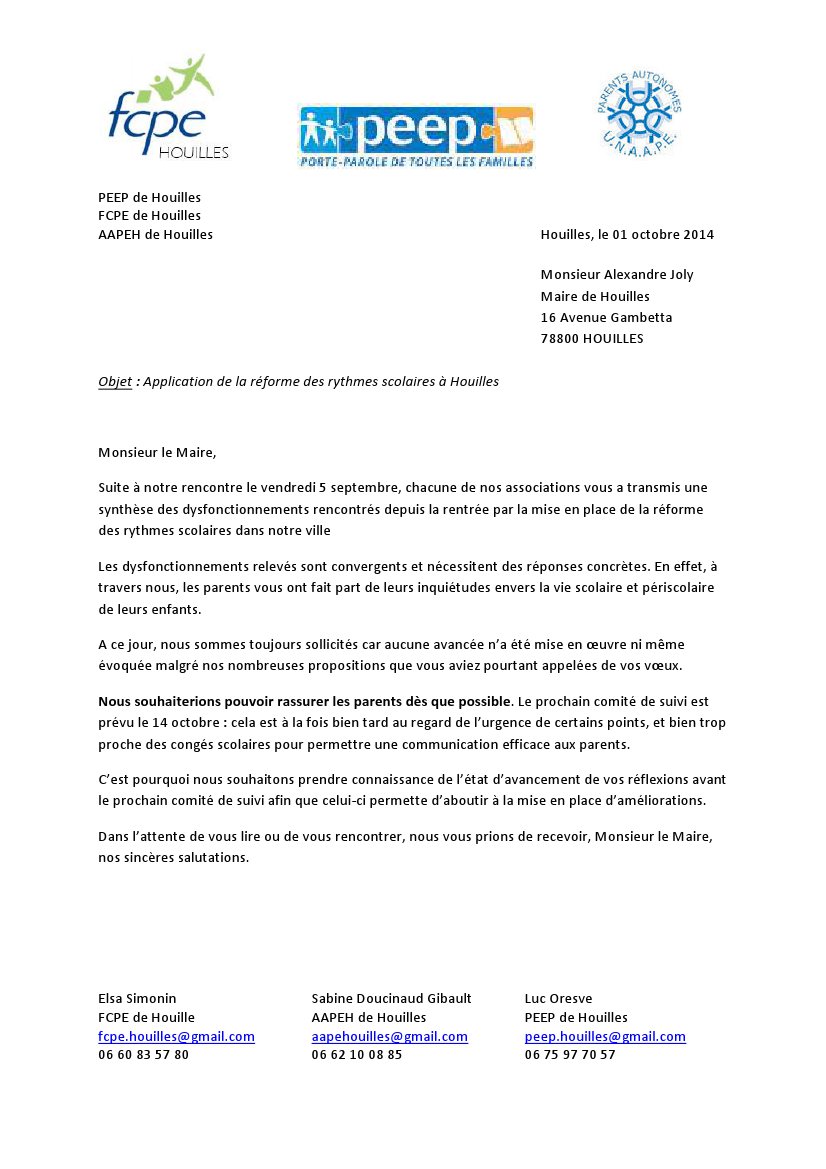 Courrier 3 fede au maire 01 oct 2014