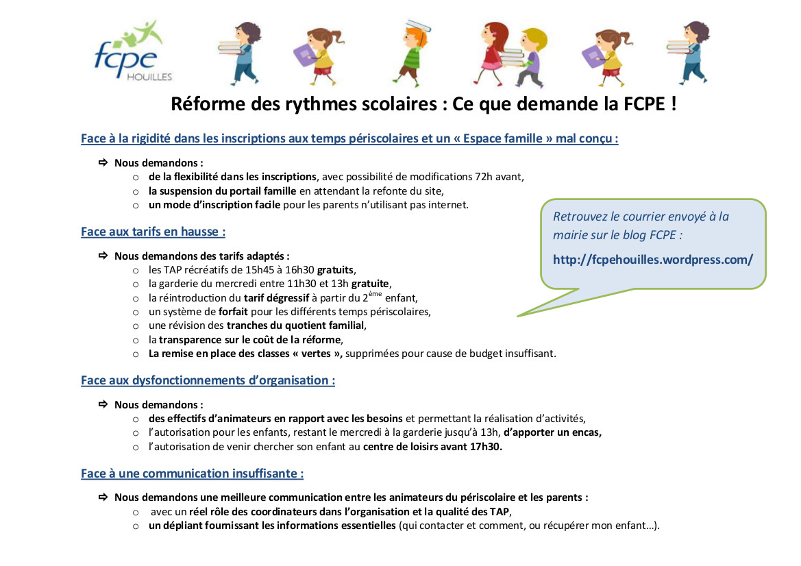 Les demandes de la FCPE