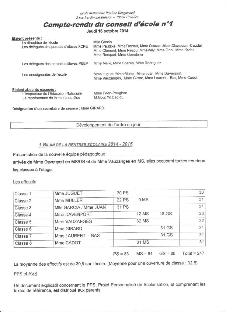 conseil d'école kergo 1