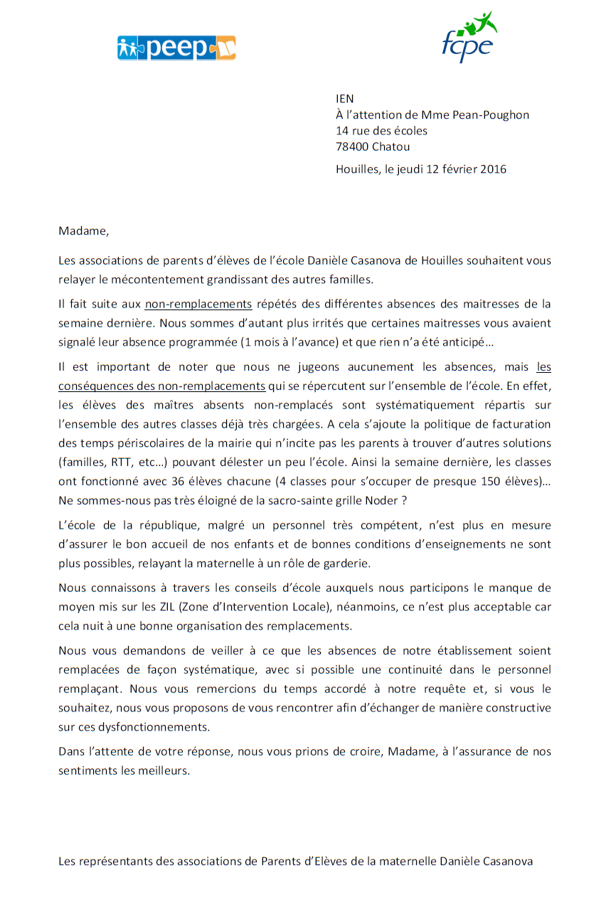 Casanova_Courrier_APE_IEN_Fevrier2016