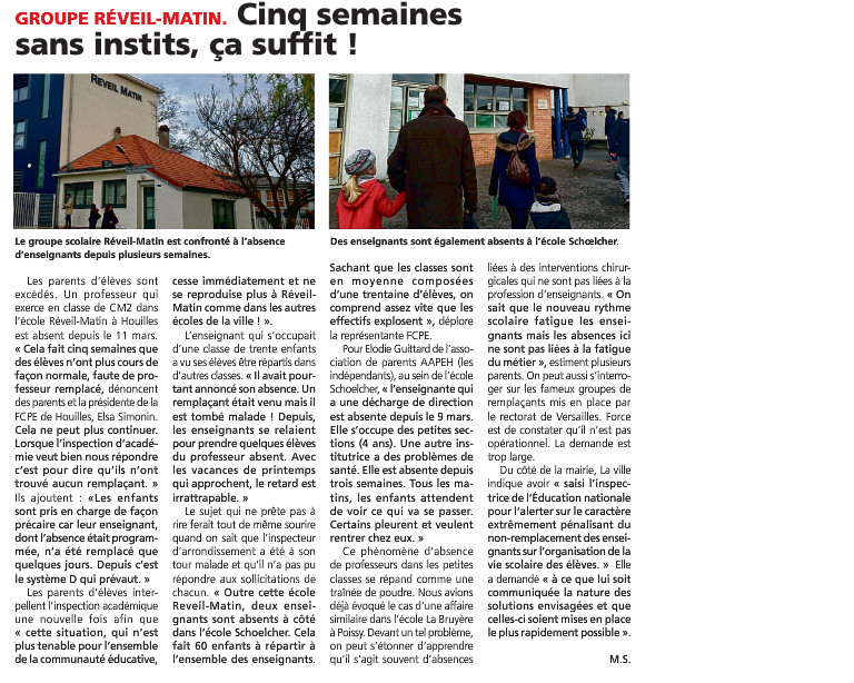 ProfsAbsents courrier des Yvelines_13 04 2016